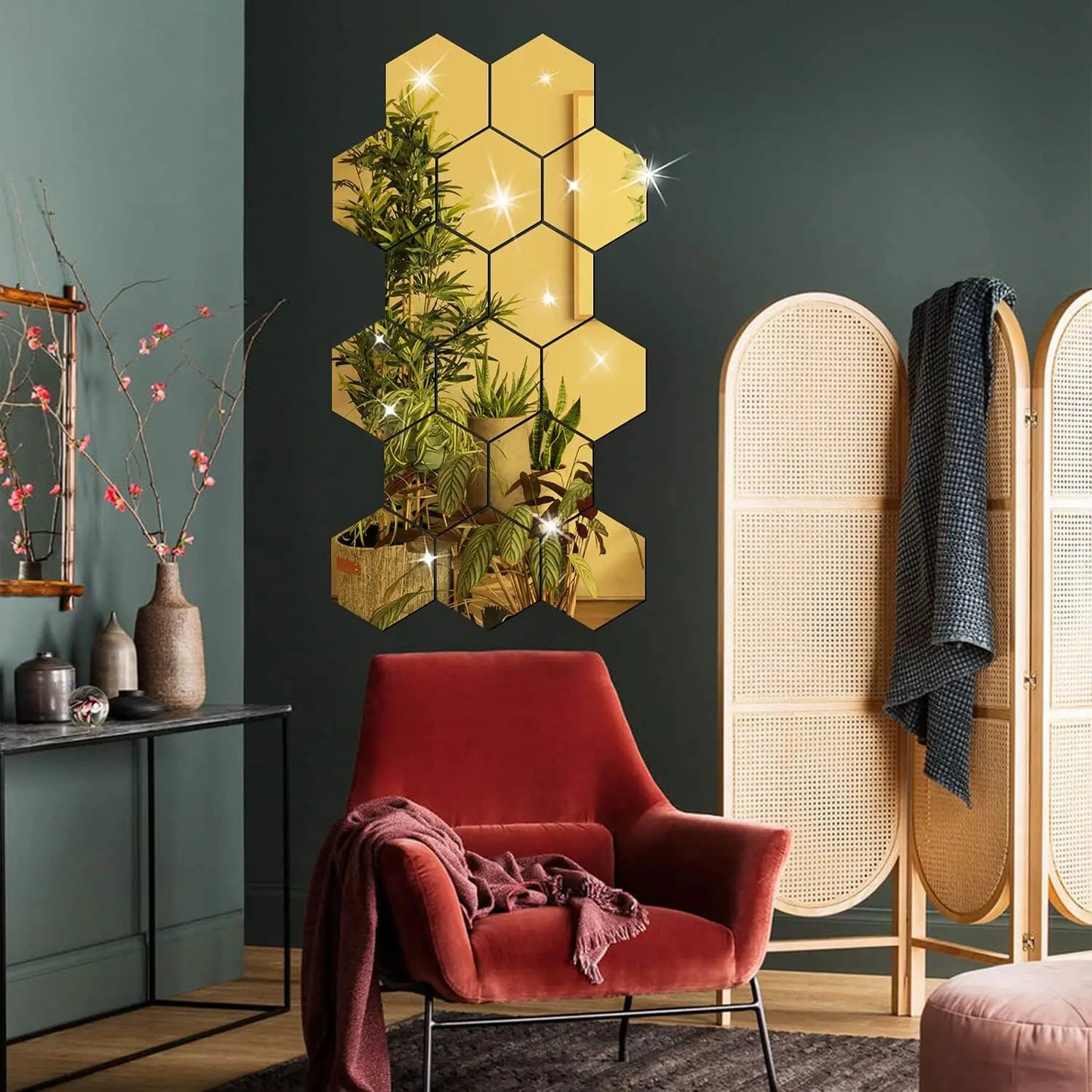 Rose Gold Hexagon Wall Mirrors